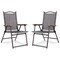 Set of 2 Patio Folding Sling Back Camping Deck Chairs with Steel Tube and Plastic Frame